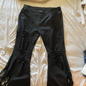 FUN Black Jeans with Fringe 3X